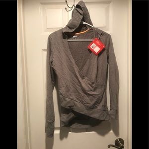 Slouchy Wrap Front Hoody in varsity